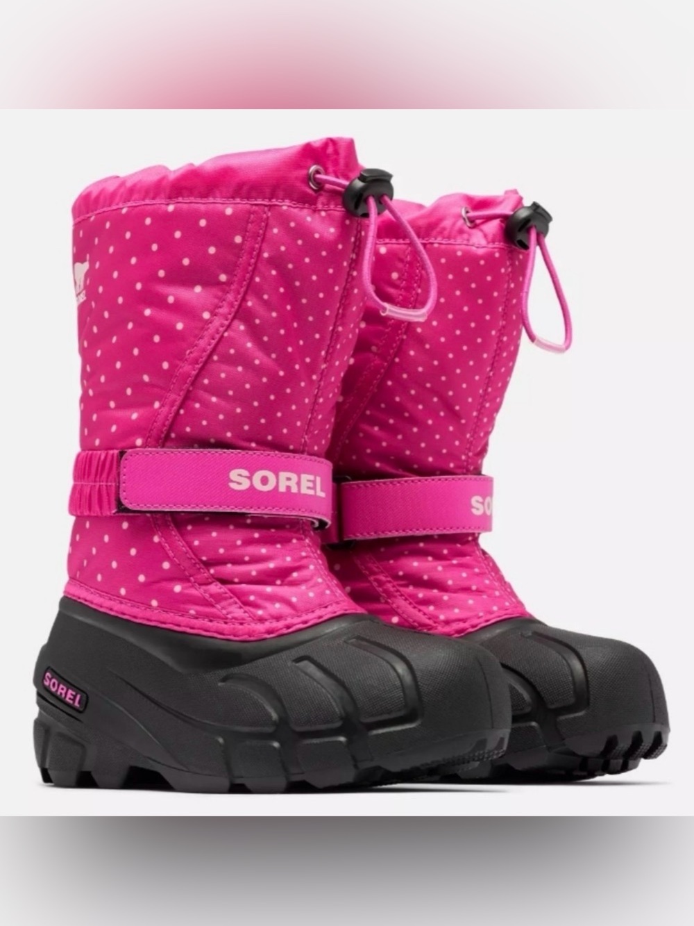 NEW Sorel Flurry Pink Polka Dot Snow Boots Size 7 Youth Girls / Womens 9